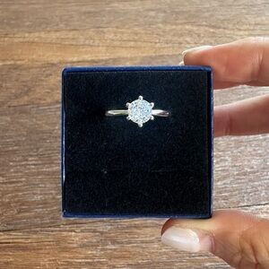 Moissanite Platinum Adjustable Ring 6-Prong Solitaire Engagement Promise Luxury